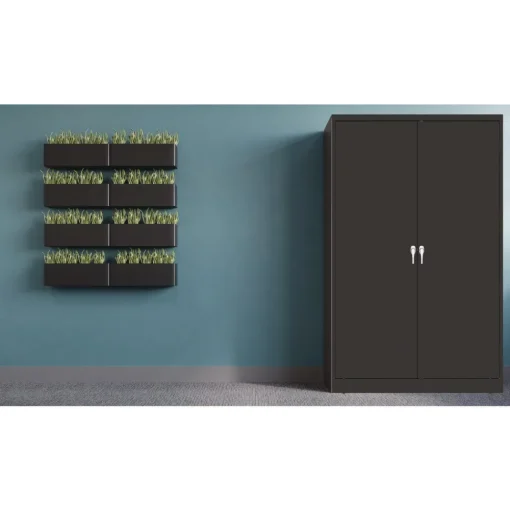 New 48 in. x 24 in. x 78 in. Jumbo Combination Steel Storage Cabinet - Black Office Furniture & Lighting