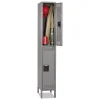 Outlet 12 in. x 18 in. x 78 in. Single Stack Double Tier Locker with Legs - Medium Gray Office Furniture & Lighting