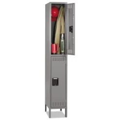 Outlet 12 in. x 18 in. x 78 in. Single Stack Double Tier Locker with Legs - Medium Gray Office Furniture & Lighting