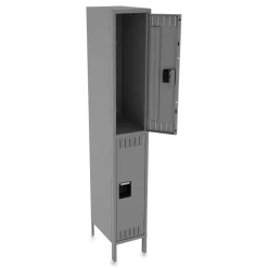Outlet 12 in. x 18 in. x 78 in. Single Stack Double Tier Locker with Legs - Medium Gray Office Furniture & Lighting