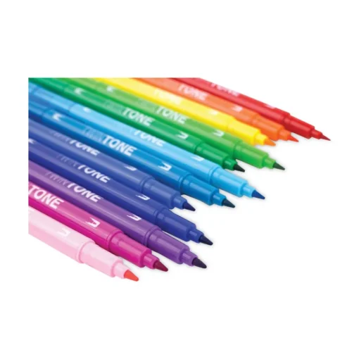 Sale Extra-Fine/Broad Tips Twin Tone Dual-Tip Markers - Assorted Colors (12/Pack) Pens, Pencils & Markers