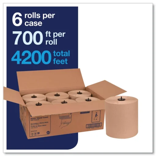 Hot 7.7 in. x 700 ft. Matic Hardwound Roll Towel - Natural (6/Carton) Paper & Dispensers|Cleaning & Janitorial Supplies