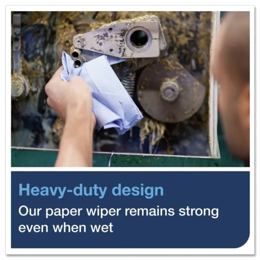 450304 1-Ply 11.1 in. x 800 ft. Heavy-Duty Paper Wiper - Blue Paper & Dispensers