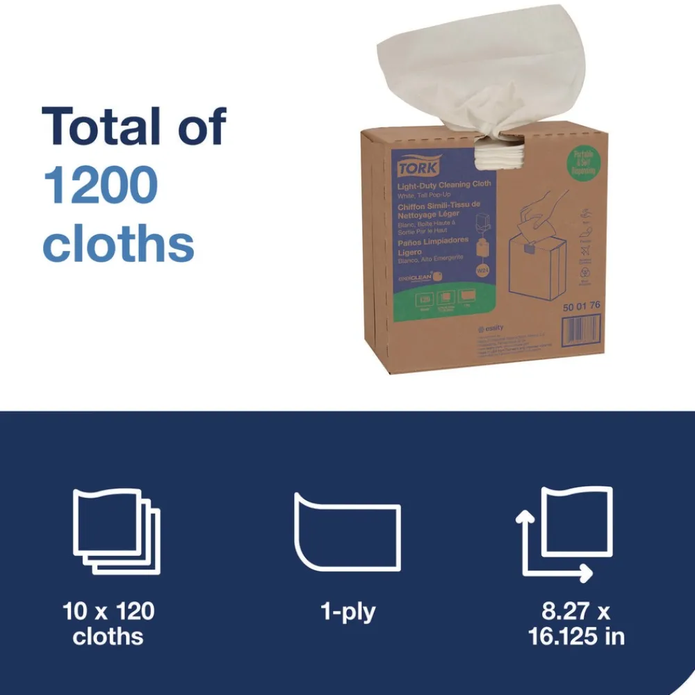 Sale 500176 1-Ply 8.3 in. x 16.1 in. Light Duty Cleaning Cloth Pop Up Box - White (10/Carton) Cleaning & Janitorial Supplies