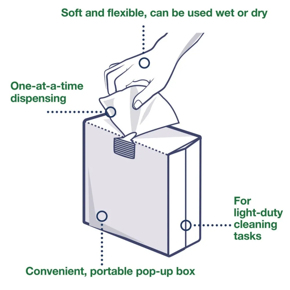 Sale 500176 1-Ply 8.3 in. x 16.1 in. Light Duty Cleaning Cloth Pop Up Box - White (10/Carton) Cleaning & Janitorial Supplies