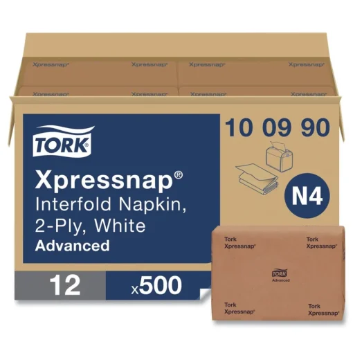 New 100990 2-Ply 6.5 in. x 8.5 in. Xpressnap Interfold Dispenser Napkins - White (12/Carton) Paper & Dispensers