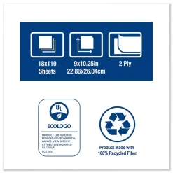 Outlet 192125A 9 x 10.25 2-Ply Multipurpose Paper Wiper - White (18/Carton) Paper & Dispensers