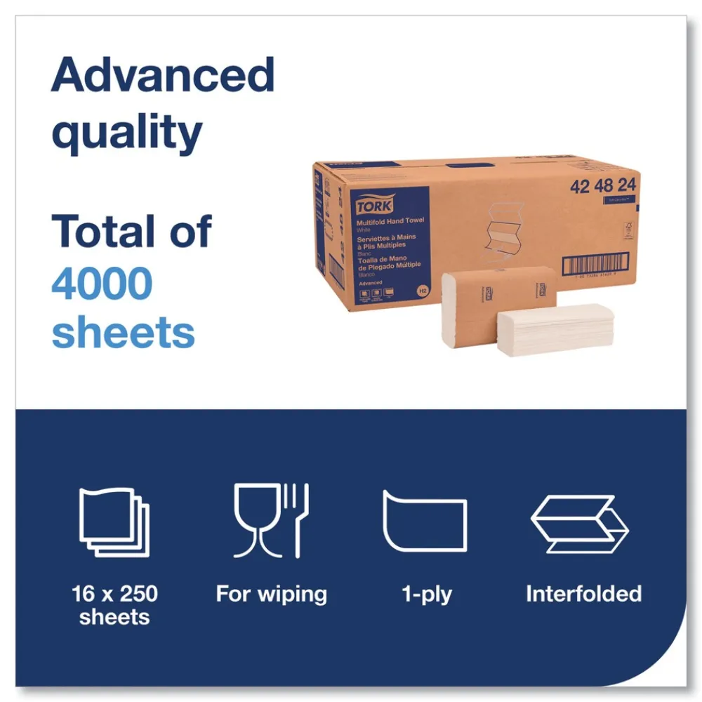 Clearance Advanced 9 x 9.5 1-Ply Multifold Hand Towel - White (16/Carton) Paper & Dispensers