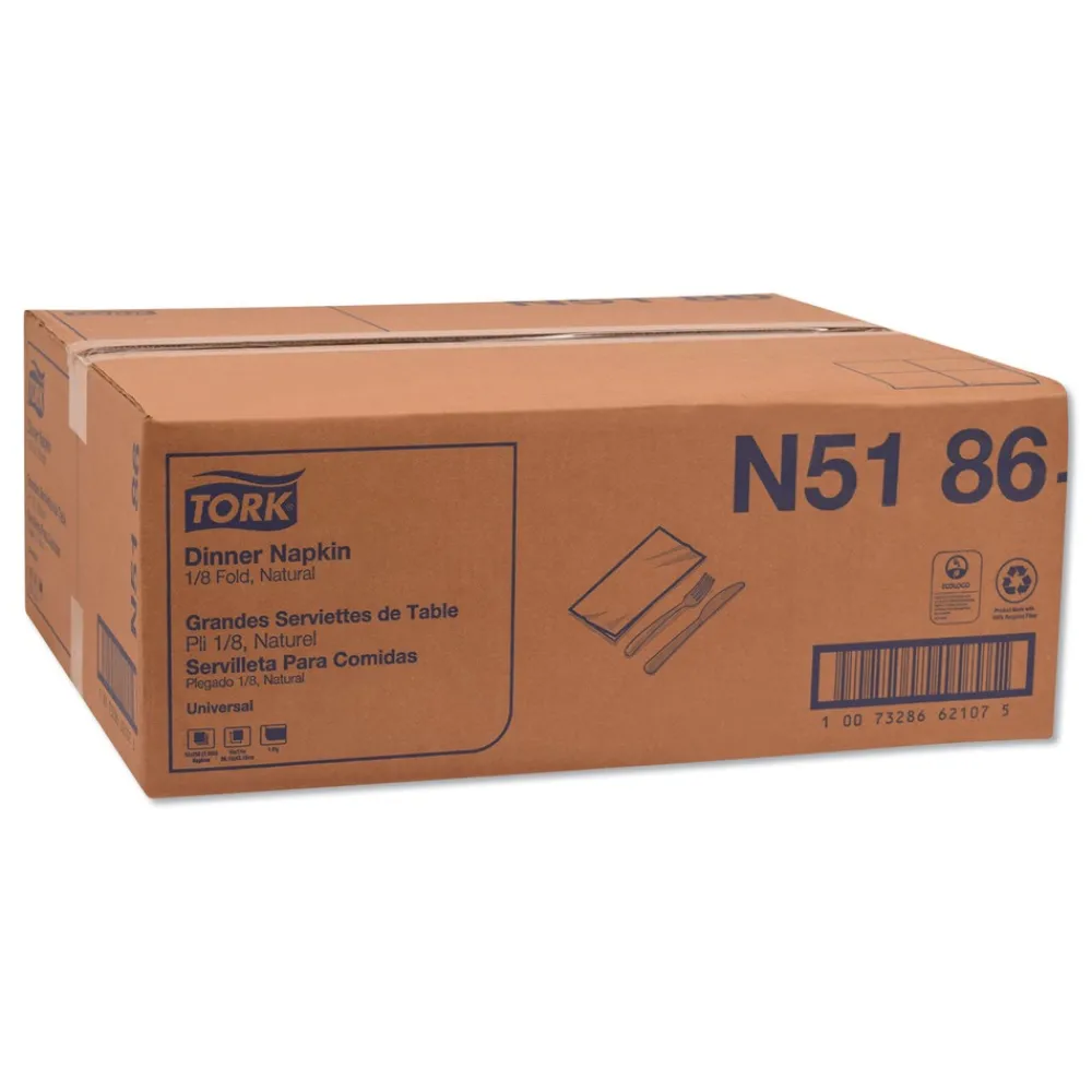 Sale N5186 1-Ply 15 in. x 17 in. Universal One-Ply Dinner Napkins - Natural (12/Carton) Paper & Dispensers