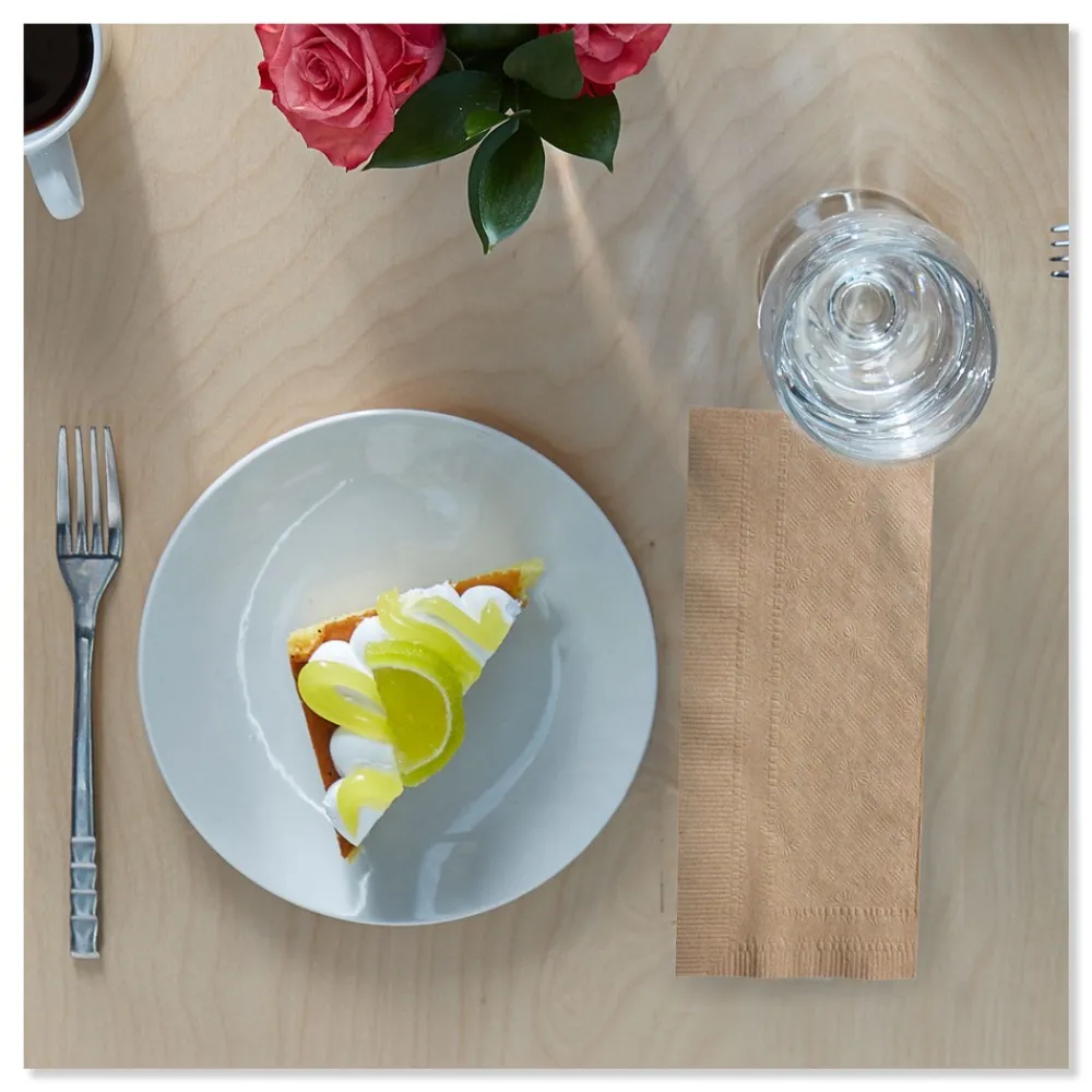 Sale N5186 1-Ply 15 in. x 17 in. Universal One-Ply Dinner Napkins - Natural (12/Carton) Paper & Dispensers
