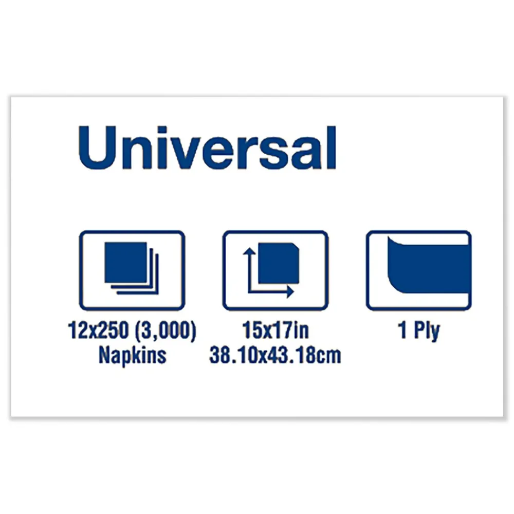 Hot N5181A 1-Ply 15 in. x 17 in. 1/8 Fold Universal Dinner Napkins - White (3000/Carton) Paper & Dispensers