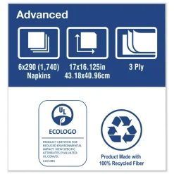 Discount NP7380A 3-Ply 17 in. x 16.125 in. 1/8 in. Fold Advanced Dinner Napkin - White (1740/Carton) Paper & Dispensers