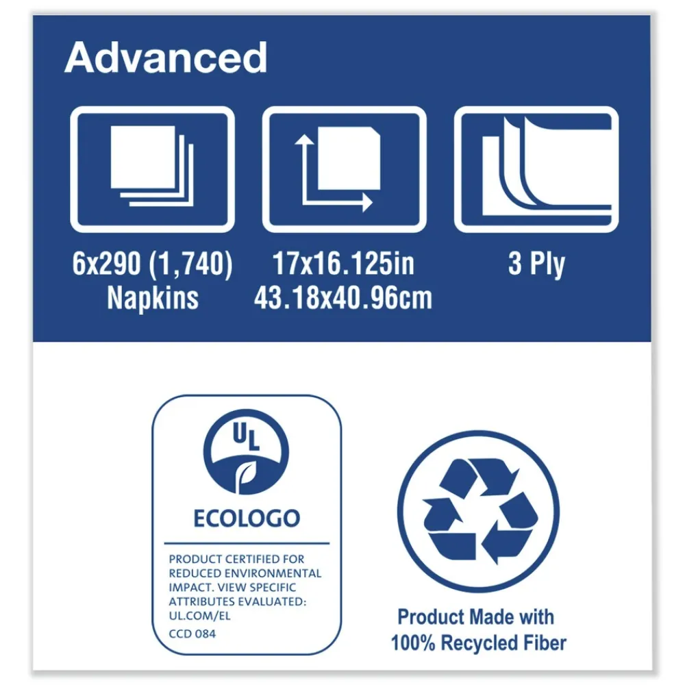 Discount NP7380A 3-Ply 17 in. x 16.125 in. 1/8 in. Fold Advanced Dinner Napkin - White (1740/Carton) Paper & Dispensers