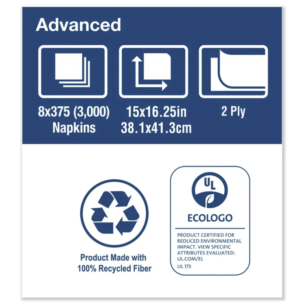 Hot NP5240C 2-Ply 15 in. x 16.25 in. Advanced Dinner Napkins - White (8/Carton) Paper & Dispensers