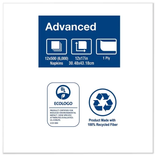 New 1-Ply 12 in. x 17 in. Advanced Masterfold Dispenser Napkins - White (6000/Carton) Paper & Dispensers