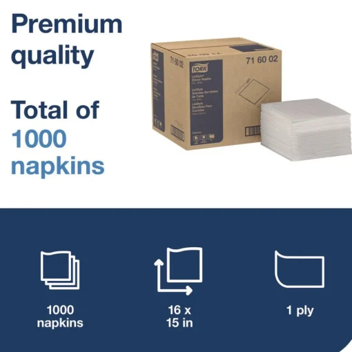 Hot 1-Ply 15 in. x 16 in. LinStyle Dinner Napkin - White (1000/Carton) Cleaning & Janitorial Supplies