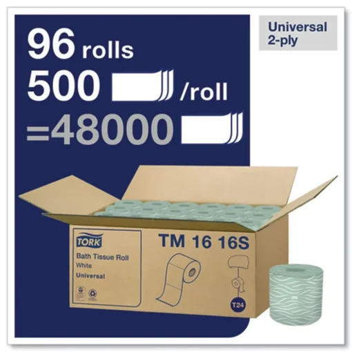 Clearance TM1616S 2-Ply Septic Safe Universal Bath Tissue - White (96/Carton) Paper & Dispensers