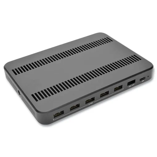 Hot 4.9 in. x 2.6 in. x 6.6 in. 7 Devices USB Charging Station with Quick Charge - Black Office Electronics & Batteries