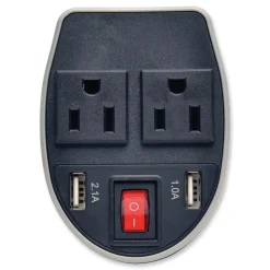 Online PowerVerter 200 W Ultra-Compact Car Inverter with Two AC Outlets/Two USB Ports Office Electronics & Batteries