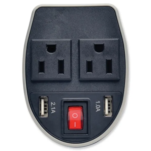 Online PowerVerter 200 W Ultra-Compact Car Inverter with Two AC Outlets/Two USB Ports Office Electronics & Batteries