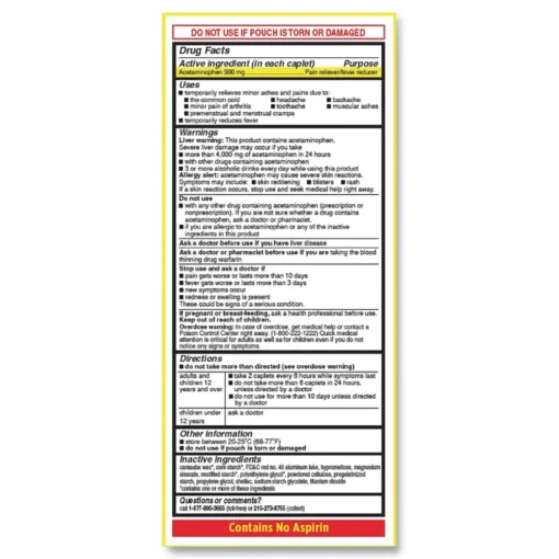 Discount 500 milligrams Extra Strength Caplets Refill Acetaminophen (30/Box) Emergency Response