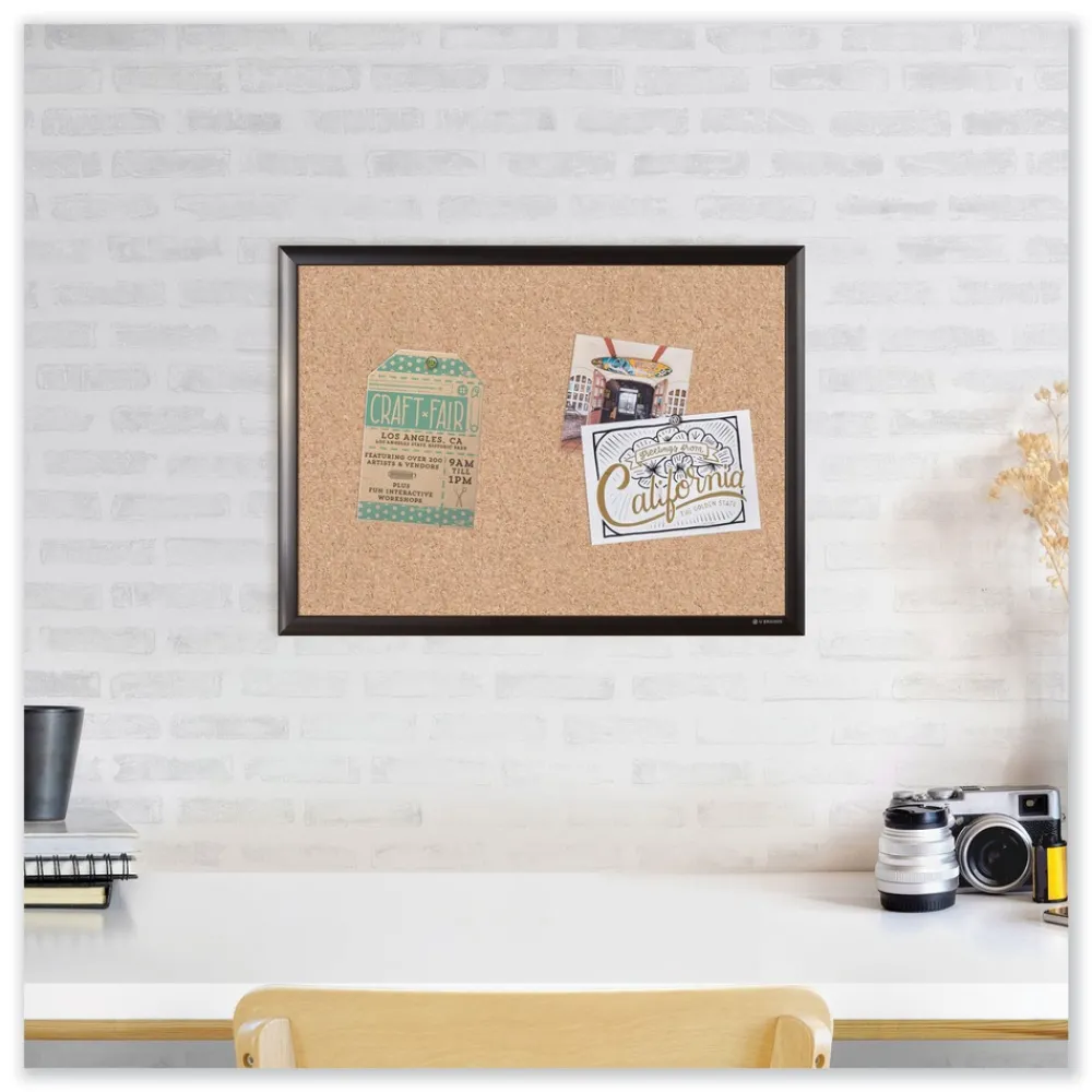 72 in. x 48 in. Cork Bulletin Board - Tan Surface/Black Aluminum Frame Cleaning & Janitorial Supplies