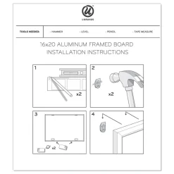 Sale 20 in. x 16 in. Magnetic Dry Erase Board - White Surface, Silver Aluminum Frame Office Presentation Supplies