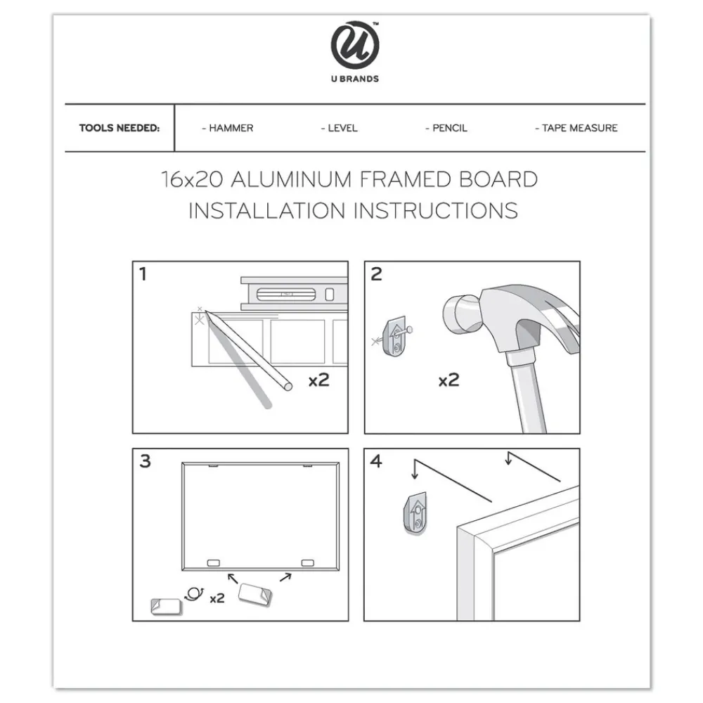 Sale 20 in. x 16 in. Magnetic Dry Erase Board - White Surface, Silver Aluminum Frame Office Presentation Supplies