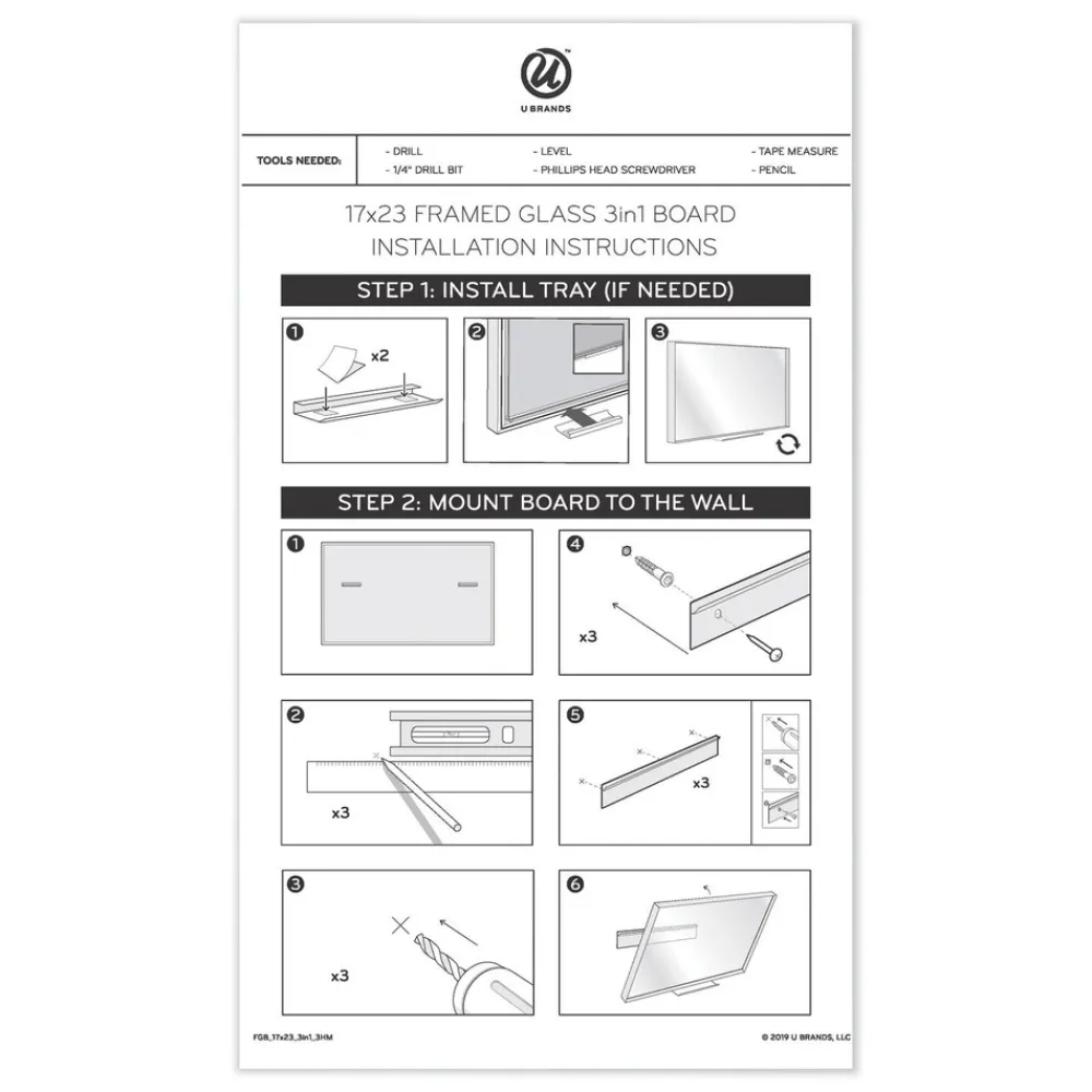 Best 23 in. x 17 in. Monthly View 3-N-1 Magnetic Glass Dry Erase Combo Board - White Aluminum Office Presentation Supplies