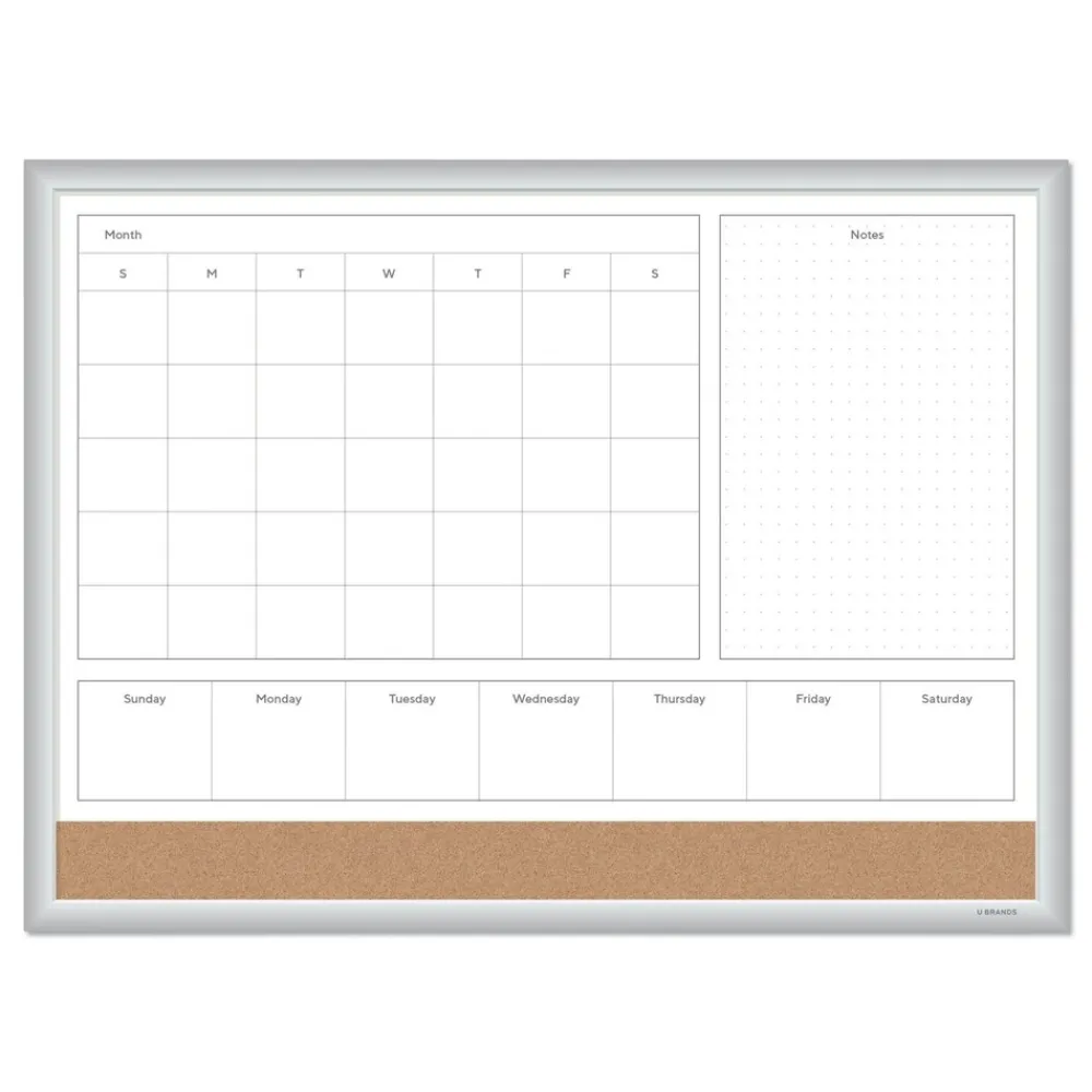 Best 23 in. x 17 in. 4N1 Magnetic Dry Erase Combo Board - Tan/White Surface, Silver Aluminum Frame Office Presentation Supplies