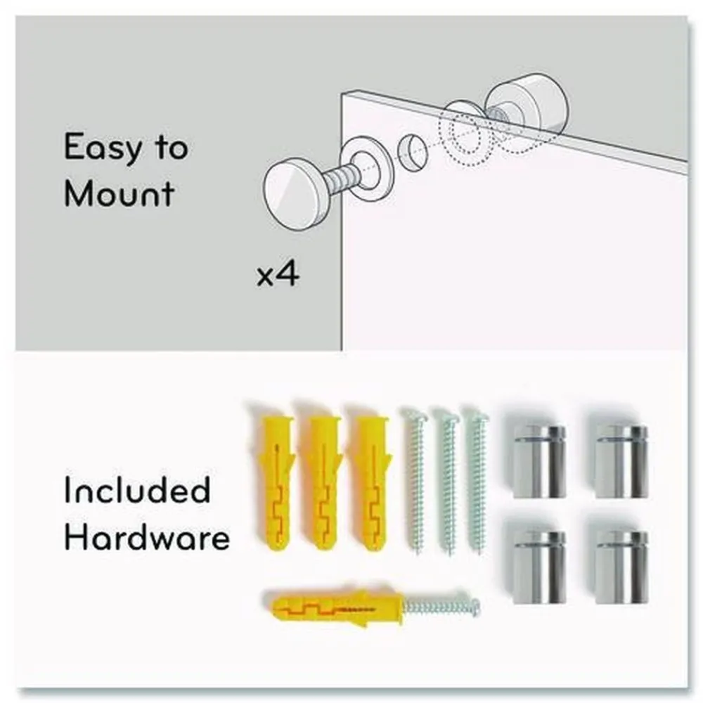Outlet 47 x 35 Glass Dry Erase Board - Black Surface Office Presentation Supplies