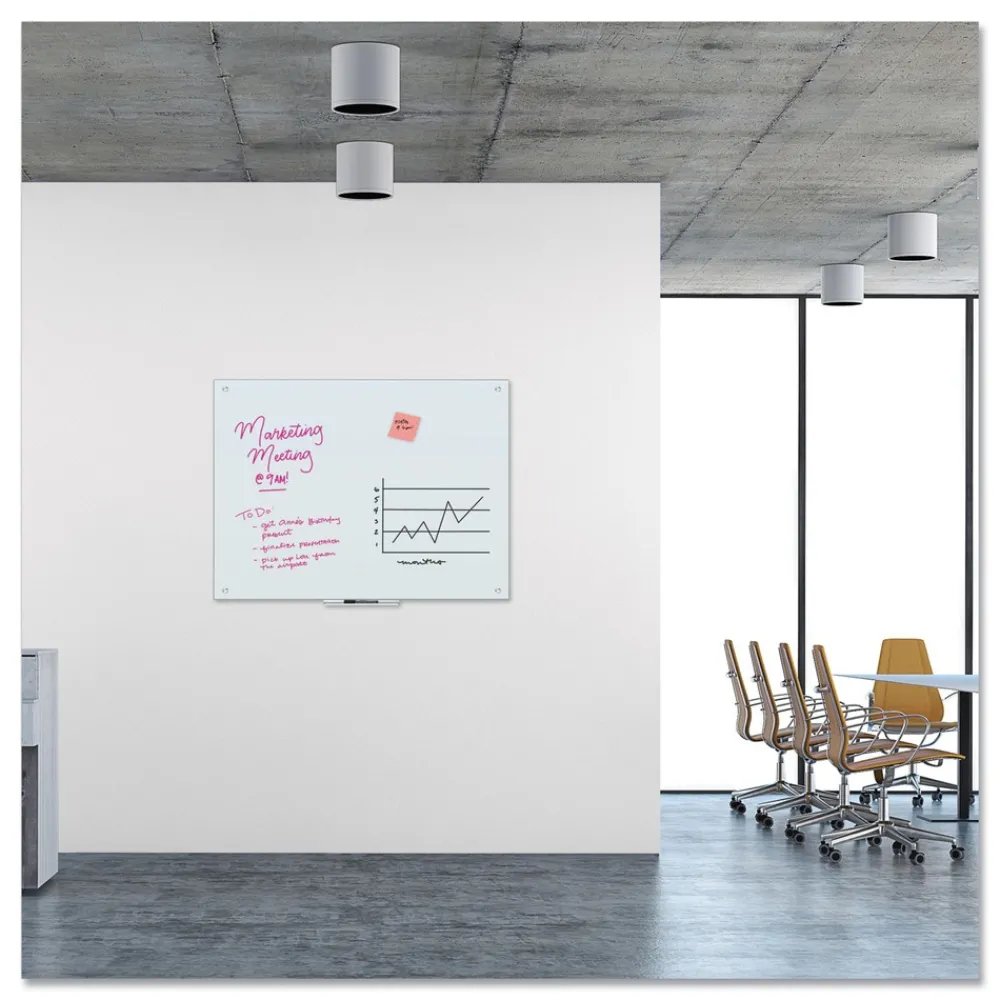 New 47 x 35 Glass Dry Erase Board - White Surface Office Presentation Supplies