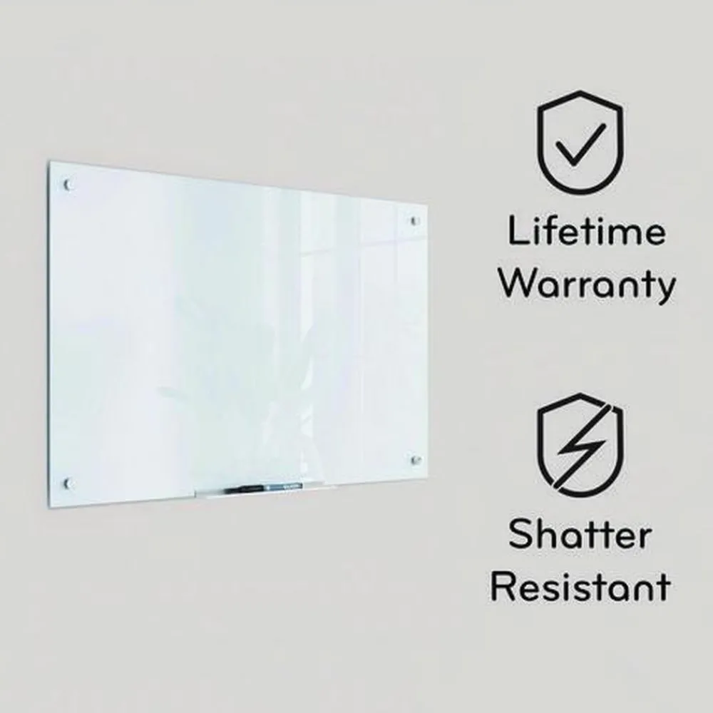 35 x 23 Glass Dry Erase Board - Black Surface Office Presentation Supplies