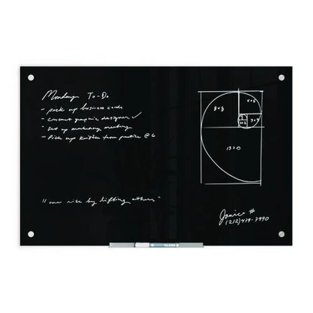 35 x 23 Glass Dry Erase Board - Black Surface Office Presentation Supplies
