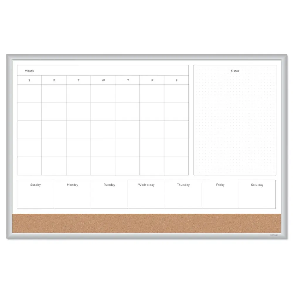 Online 4N1 35 x 23 Magnetic Dry Erase Combo Board - Tan/White Surface/Silver Aluminum Frame Office Presentation Supplies