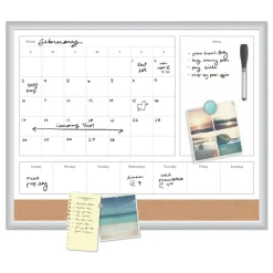 Online 4N1 35 x 23 Magnetic Dry Erase Combo Board - Tan/White Surface/Silver Aluminum Frame Office Presentation Supplies