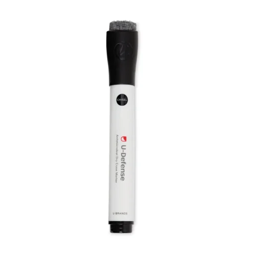 Sale U-Defense Antimicrobial Broad Chisel Tip Dry-Erase Markers - Black (12/Pack) Pens, Pencils & Markers