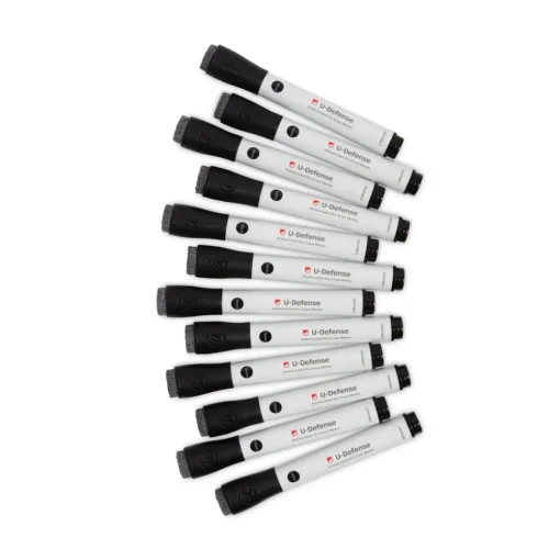 Sale U-Defense Antimicrobial Broad Chisel Tip Dry-Erase Markers - Black (12/Pack) Pens, Pencils & Markers