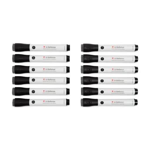 Sale U-Defense Antimicrobial Broad Chisel Tip Dry-Erase Markers - Black (12/Pack) Pens, Pencils & Markers