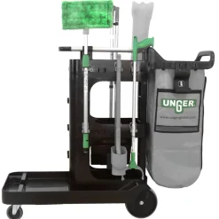 Best ZoneCleanRx 23.5 in. x 25 in. x 25 in. 3 Shelves Plastic Janitorial Carts - Black Cleaning & Janitorial Supplies
