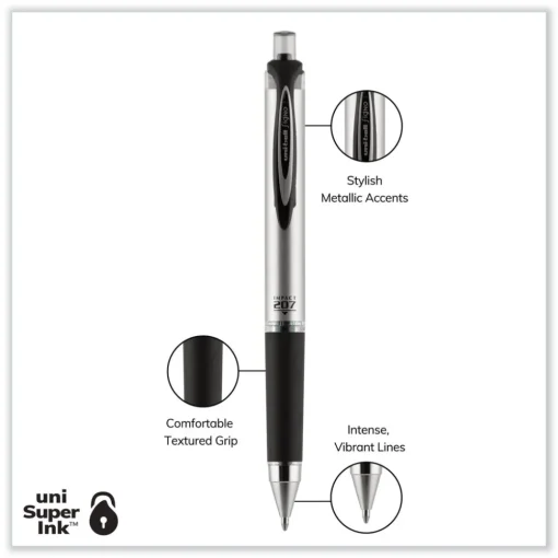 Online 207 Impact Bold 1 mm Retractable Gel Pen - Black Ink/Black Barrel Pens, Pencils & Markers