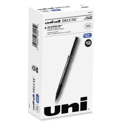 New Deluxe Extra-Fine 0.5 mm Rollerball Pen - Blue Ink/Metallic Gray/Black/Blue Barrel (1-Dozen) Pens, Pencils & Markers