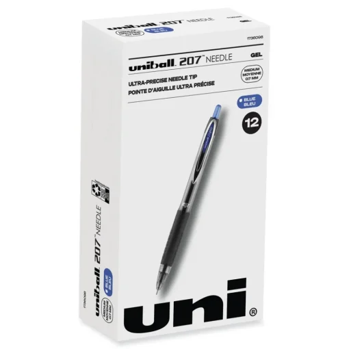 Online Signo 207 Medium 0.7 millimeter Retractable Needle Point Gel Pen - Blue Ink/Clear/Black/Blue Barrel (1-Dozen) Pens, Pencils & Markers