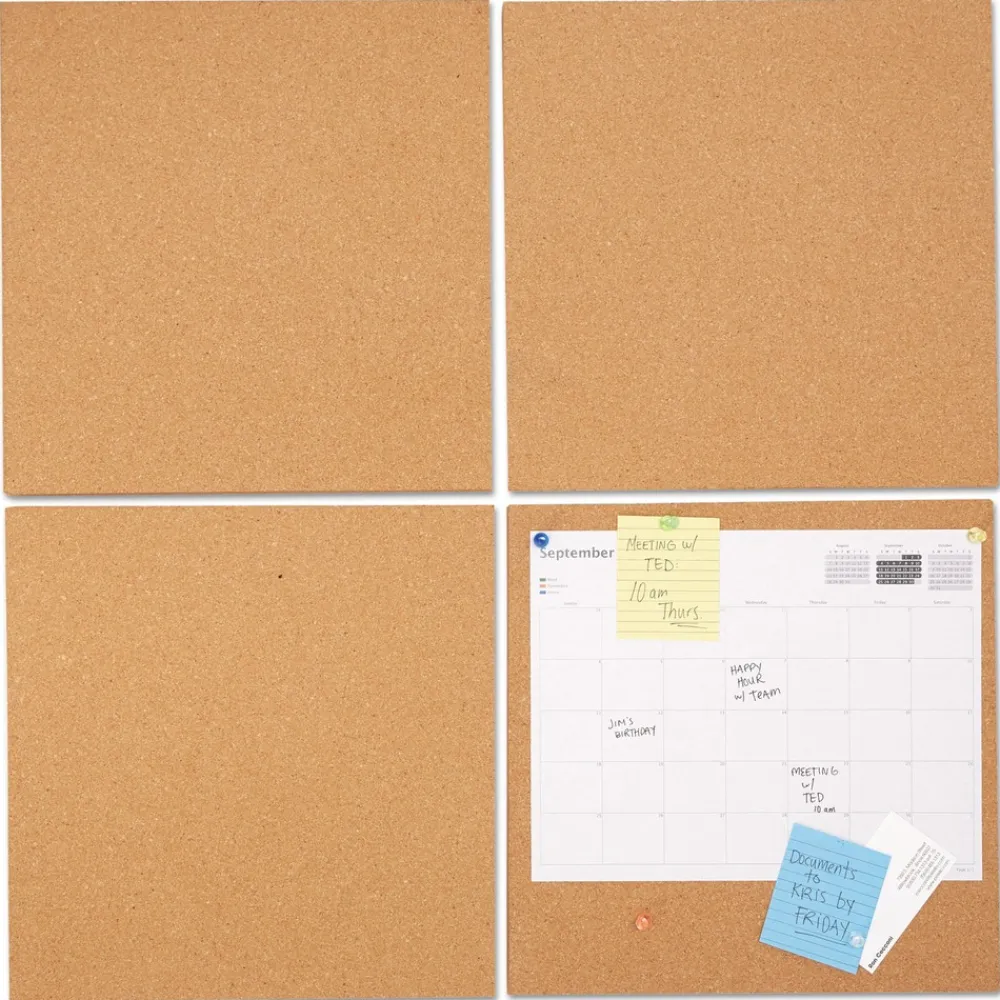 Clearance 12 in. x 12 in. Cork Tile Panels - Brown Surface (4/Pack) Office Furniture & Lighting