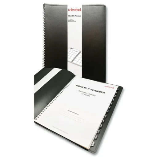 New 11 in. x 8 in. 14-Month (Dec 2025-Jan 2027) Monthly Planner - Black Cover Calendars & Planners