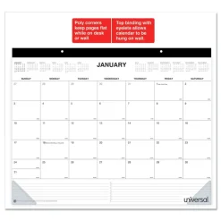 Discount 22 in. x 17 in. 12-Month (Jan-Dec 2026) Desk Pad Calendar - White Sheets/Black Binding/Clear Corners Calendars & Planners