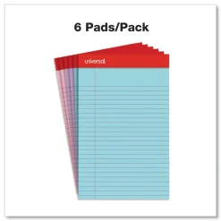 Clearance 5 in. x 8 in. Sheets Narrow Rule Perforated Ruled Writing Pads - Assorted Pastel Colors (6/Pack) Cleaning & Janitorial Supplies