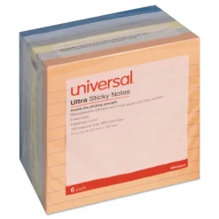 New Ultra Sticky Note Pads Note Ruled 4-in x 4-in Assorted Colors 100 Sheets/Pad 6 Pads/Pack Paper & Printables