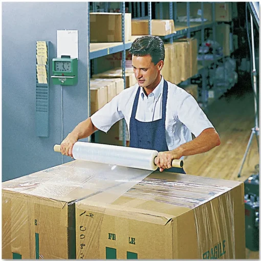 Outlet UNV08020 80 Gauge 20 in. x 1000 ft. Stretch Film with Preattached Handles - Clear (4/Carton) Cleaning & Janitorial Supplies