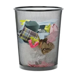 Sale UNV20008 18-Quart Steel Mesh Wastebasket - Black Trash & Waste Bins